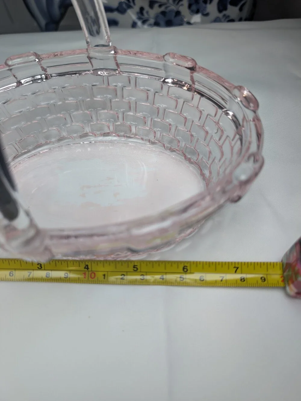 Pink Glass Basket Serving Bowl - Home Bath